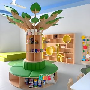 kệ sách trang trí hình cây lá bầu